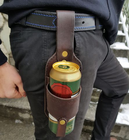 LEATHER BEER HOLDER BROWN