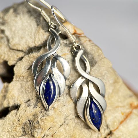 COLLEEN - BOUCLES D'OREILLES, LAPIS-LAZULI, ARGENT