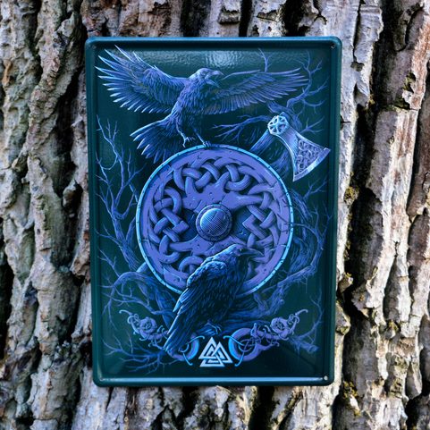 HUGINN AND MUNINN ENAMEL SIGN