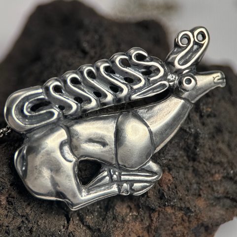 SCYTHIAN STAG - NECKLACE, STERLING SILVER