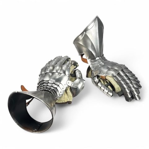 MEDIEVAL FINGER GAUNTELTS, FOR SWORD FIGHT, POLISHED, CZECH TOP QUALITY