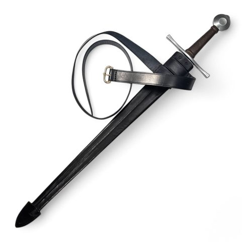LEATHER SCABBARD FOR ONE-HANDED SWORD, BLACK