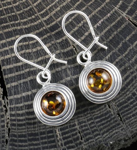 MAZURKA, AMBER, EARRINGS, STERLING SILVER