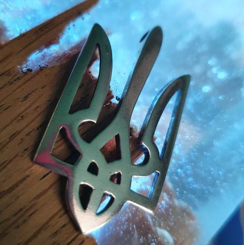 TRYZUB COAT OF ARMS OF UKRAINE, SILVER PENDANT