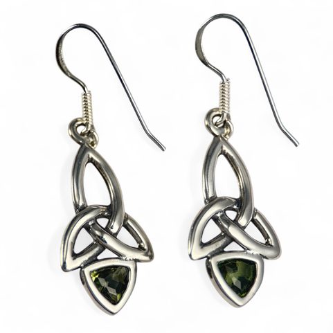 KIRA, BOUCLES D'OREILLES, MOLDAVITE ET ARGENT