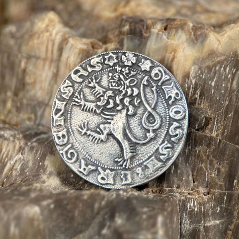 GROS DE PRAGUE, RÉPLIQUE D’UNE MONNAIE MÉDIÉVALE ARGENT AG 925/1000, 12 G