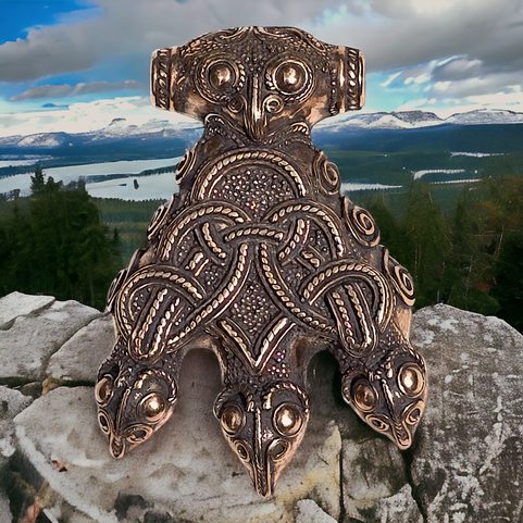 CORBEAU THOR'S HAMMER, HEDEBY, HAITHABU, RÉPLIQUE, BRONZE