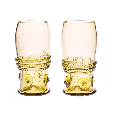 ARCADA, HISTORICAL GREEN GLASS - SET OF 2