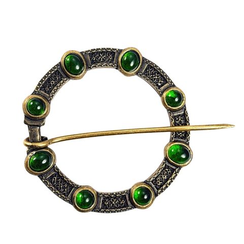 NORICA, LARGE MEDIEVAL CLOAK BROOCH WITH GLASS