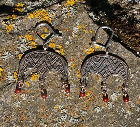 LUDMILA, EARRINGS, BRONZE, RED