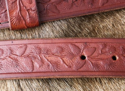 PINE CONES, FORESTRY LEATHER BELT BROWN