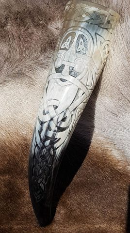 ODIN, LUXURY ENGRAVED DRINKING HORN