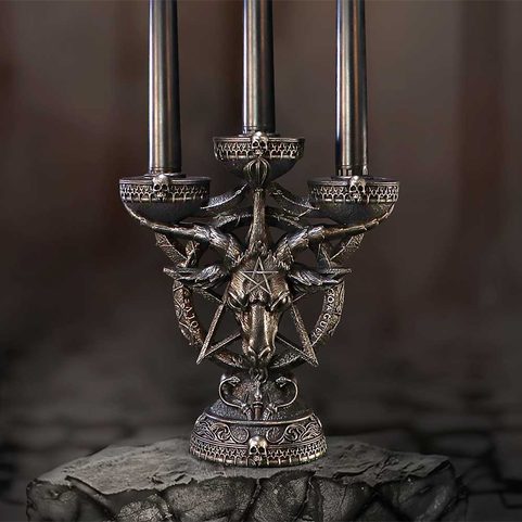 BAPHOMET'S RADIANCE CANDLE HOLDER 46CM