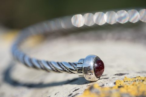 ALESIA, TORQUES EN ARGENT, GRENAT