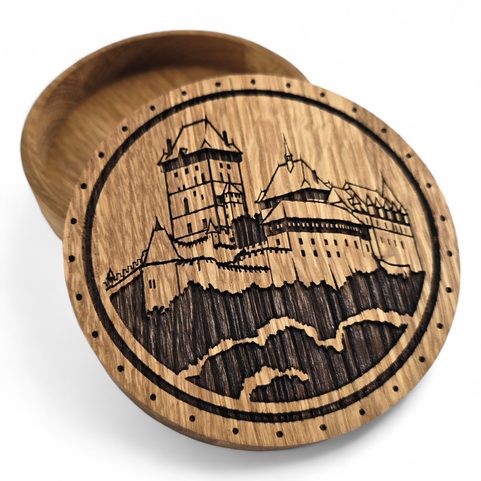 MEDIEVAL CASTLE, JEWELLERY BOX, OAK