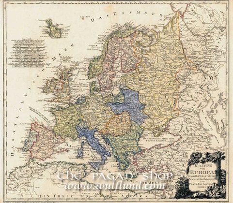 MAP OF EUROPE 1795, FRANZ JOJAN JOSEPH VON REILLY HISTORICAL MAP, REPLICA