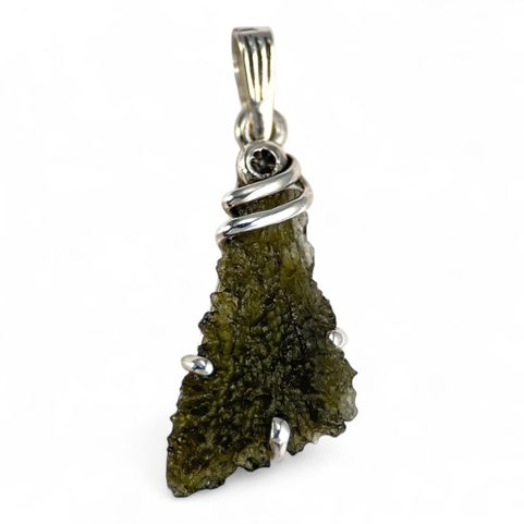INNIS,MOLDAVITE, PENDENTIF, ARGENT 925/1000