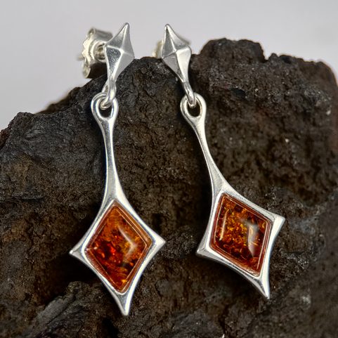 JASNA, AMBER, EARRINGS, YELLOW, STERLING SILVER
