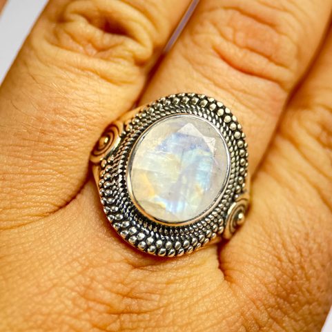LUNARIA, BAGUE, PIERRE DE LUNE ARGENT 925/1000