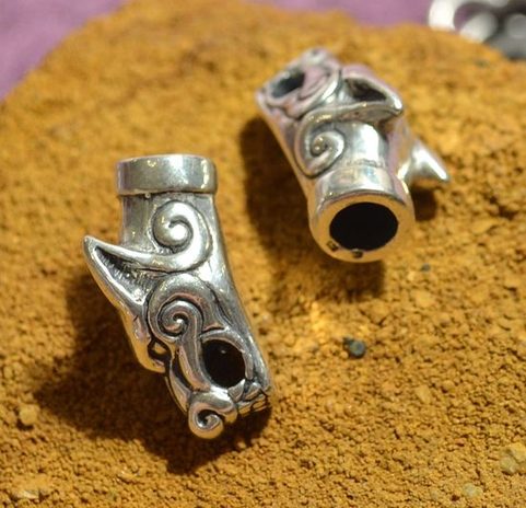 FENRIR, VIKING WOLF HEAD, ICELAND, TERMINAL FOR NECKLACES OR BRACELETS, SILVER 925 - 1 PIECE
