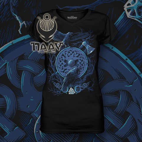 HUGINN AND MUNINN, VIKING RAVENS LADIES' T-SHIRT