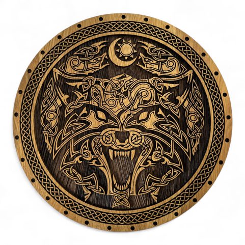 FENRIR WOLF, WOODEN WALL PICTURE 32CM
