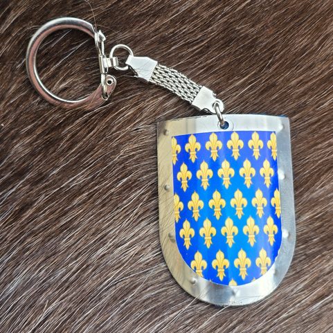 FRANCE, BOUCLIER MÉDIÉVAL, PORTE-CLÉS, MÉTAL, FAIT MAIN