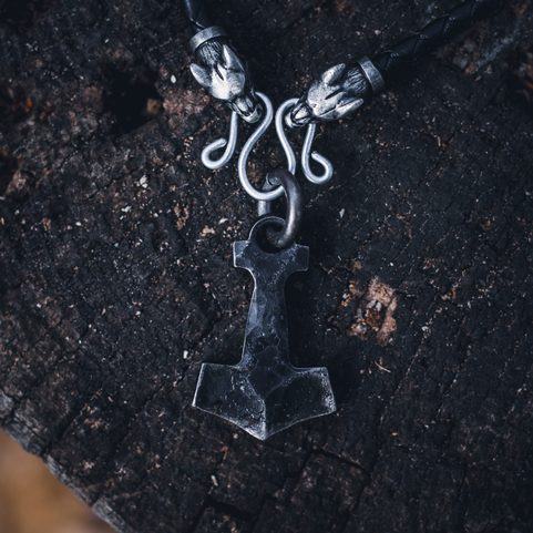 MARTEAU DE THOR - BIFRÖST, COLLIER, FORGÉ, BOLO EN CUIR