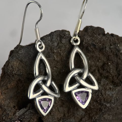 KIRA, EARRINGS, SILVER AND AMETHYST