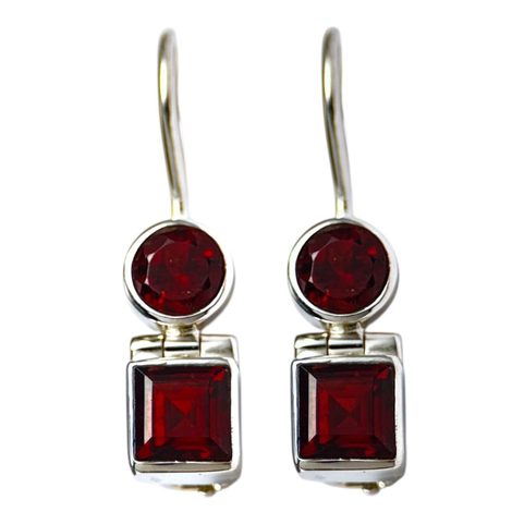 CASTELLIS, BOUCLES D'OREILLES EN ARGENT, GRENAT, AG 925/1000