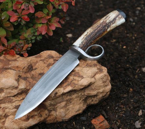 ALASKA BOWIE KNIFE WITH ANTLER, HAMON HARDENING