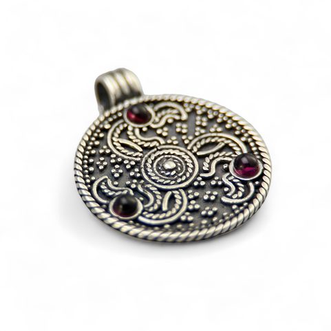 EAGLE HEADS, TRISKELE, ANGLO-SAXON PENDANT, STERLING SILVER