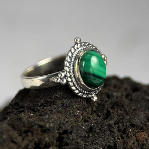 VIRIDIA, RING, MALACHITE SILVER 925/1000