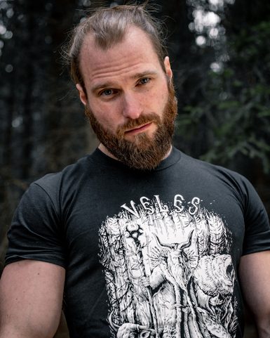 VELES, SLAWISCHES HERREN-T-SHIRT NAAV, SCHWARZ-WEISS