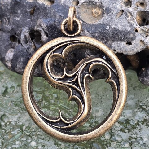 GOTHIC TASSEL, CATHEDRAL WINDOW, PENDANT, ZINC, OLD BRASS