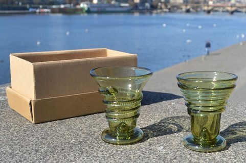 TWO SHOT GLASSES, FORREST GLASS - 2 PCS