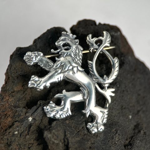 CZECH LION, SILVER BROOCH, AG 925