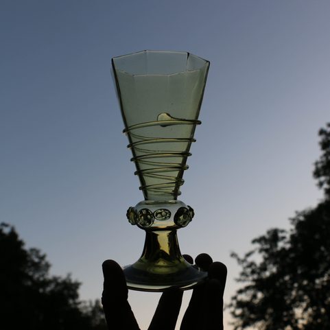 HISTORICAL GREEN GLASS GOBLET