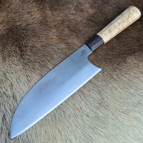 JAPANESE DEBA KNIFE, STAINLESS STEEL, BIRCH