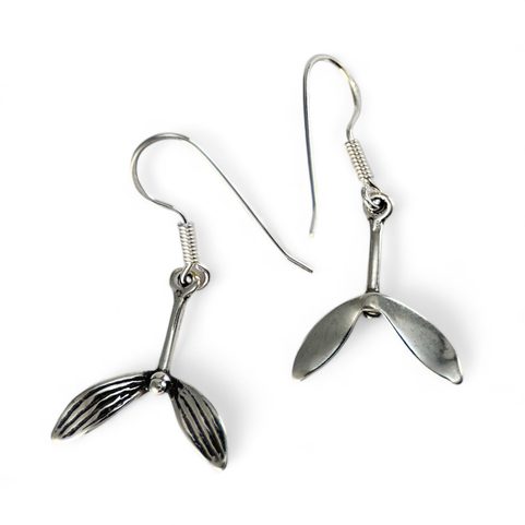 DRUID MISTLETOE, EARRINGS, SILVER