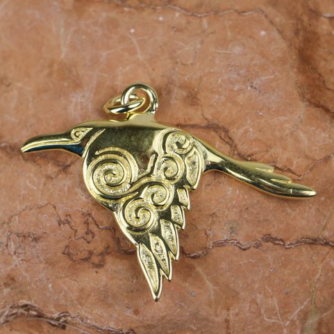 CORVUS - CELTIC CROW PENDANT GOLD PLATED