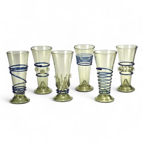 SET OF SIX WINE GLASSES, BLUE