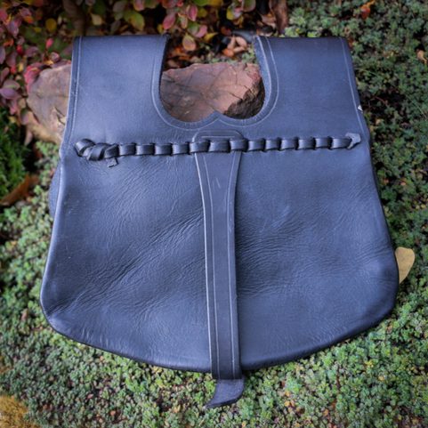 MEDIEVAL LEATHER BAG 13TH - 15TH CENTURY BLACK