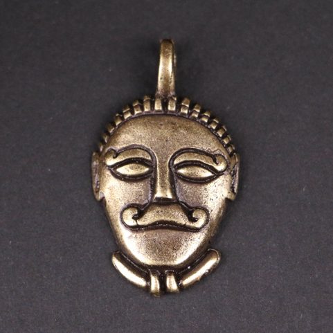CELTIC HEAD, MSECKE ZEHROVICE, BOHEMIA, ZINC PENDANT, ANTIQUE BRASS