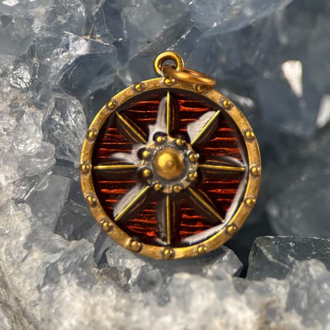 VIKING, SHIELD, PENDANT, BRONZE, ENAMEL
