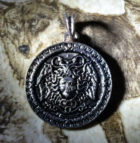 MEDUSA, SILVERED PENDANT