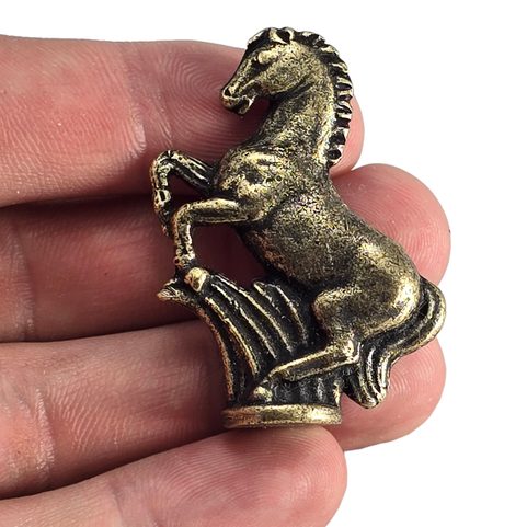 HORSE, FIGURINE, ZINC, ANT. BRASS