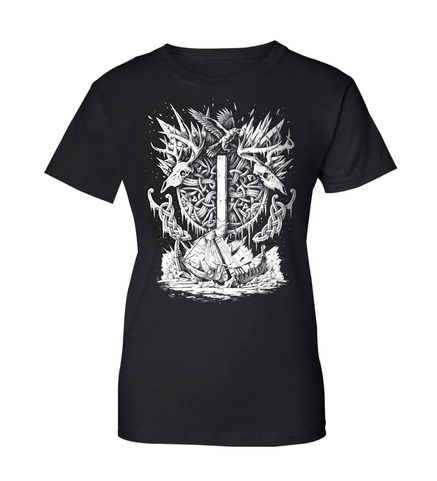 ISAZ - COLLECTION FUTHARK, LADIES' T-SHIRT B&W