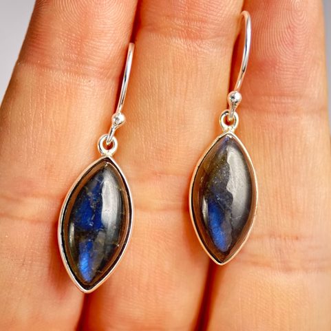CLEOPATRA, SILVER EARRINGS, LABRADORITE, AG 925/1000
