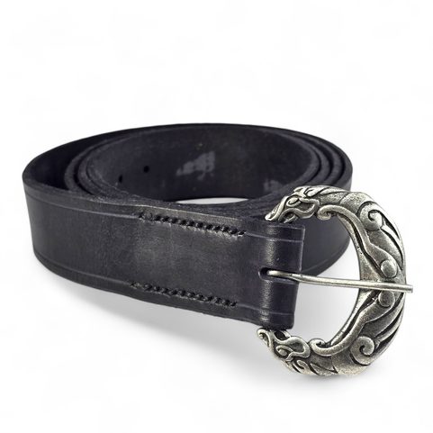 VIKING LEATHER BELT WOLF BORRE, BLACK